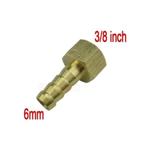 6mm Hose Barb to 3/8" inch Female BSP Thread DN10 Brass Barbed coupler Fitting 16.5mm gas CORRUGATED Coupling Connector Adapter