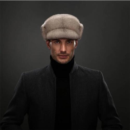 IANLAN Winter Mens Full-pelt Russian Bomber Hats Top Grade Real Mink Fur Earmuffs Hat Winter Warm Windproof Caps IL00235