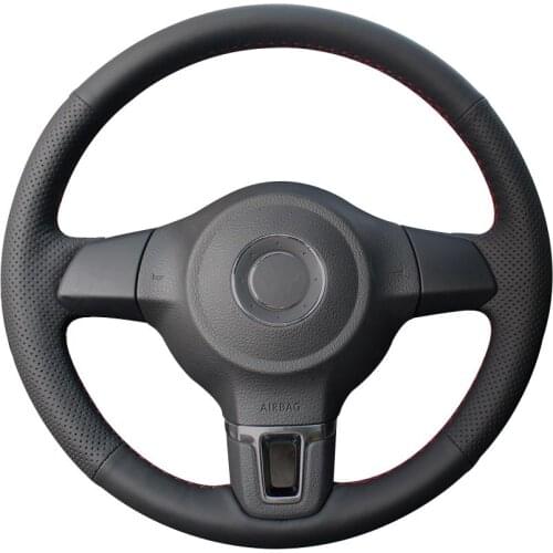 DIY Custom Hand Stitching Black Synthetic Leather Car Steering Wheel Cover for Volkswagen Golf 6 Mk6 2010-2013 VW Polo MK5
