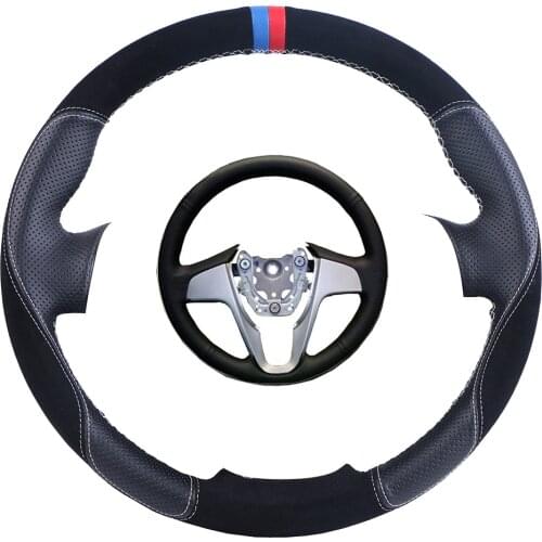 Custom Car Steering Wheel Cover Black For Hyundai Solaris Verna i20 2008-2012 Accent Suede Leather Auto Steering Wheel Braid