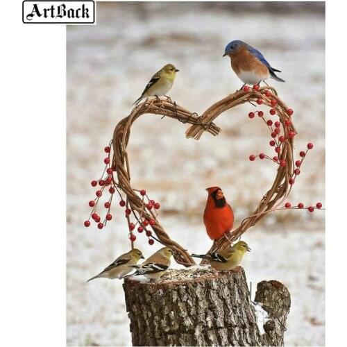 ArtBack 5d diy diamond painting heart shaped bird view icon full square diamond embroidery round drill diamond mosaic sticker