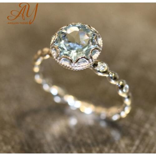 Anillos Yuzuk Genuine Blue Topaz Ring 925 Sterling Silver Rings For Women Halo Engagement Ring Gemstones Fine Jewelry Wholesale