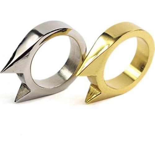 Outdoor Tools Women Men Safety Survival Ring Tool EDC Self Defence Stainless Steel Ring Finger Defense Ring Tool Silver Gold