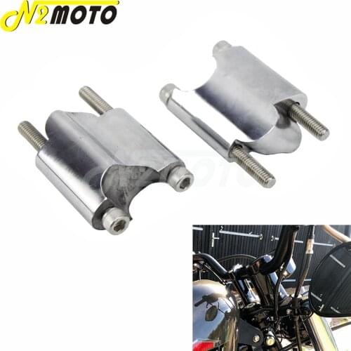 Polished 2" Rise Aluminum 1" Handlebar Riser Kit 50mm Handlebar Mount Extension Block for Harley Sportster 48 XL 200X 2010-2017
