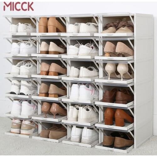 MICCK Pull-Out Shoe Box Ladies Drawer Case Clamshell Type Storage Box Plastic Transparent Deodorant Boxes Shoe Storage Organizer