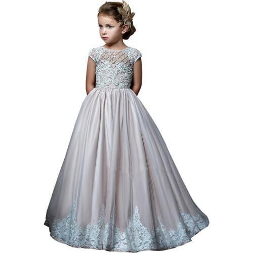 Fancy little girls dresses 2018 ball gown lace flower girls dress long kids dresses for girls fantasia infantil para menina