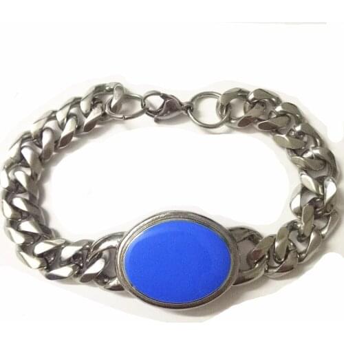 Hot Sell salman khan bracelet for men 316L stainless steel cowboy cuban chain with green gems nature stone chain link bracelets