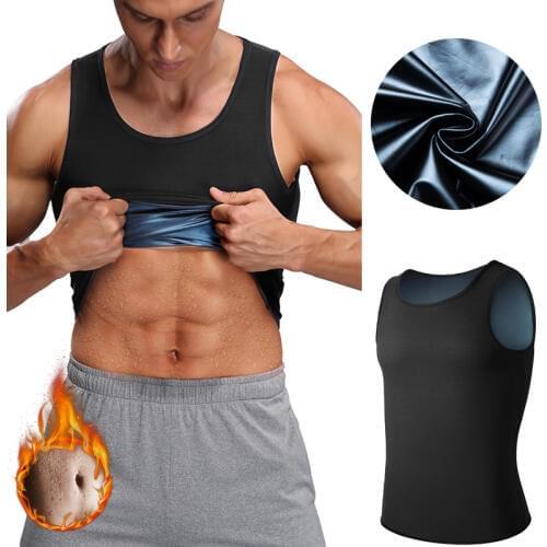 Men Polymer Body Shaper Sauna Sweat Vest Workout Waist Trainer Weight Loss Shapewear Tummy Slimming Sheath Corset Fitness Top