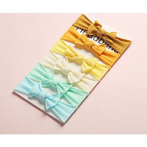 Set of 6 , Super Soft & Stretchy Nylon Headbands for Newborn, Toddler and Children, knot bow nylon baby headband hair accessory