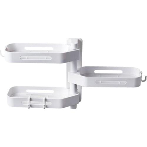 Bathroom Wall Mounted Shelves 3 Rotating Floating Shelves Hair Dryer Rack Punch-free Shelves Storage Holder For Kitchen Bathroom