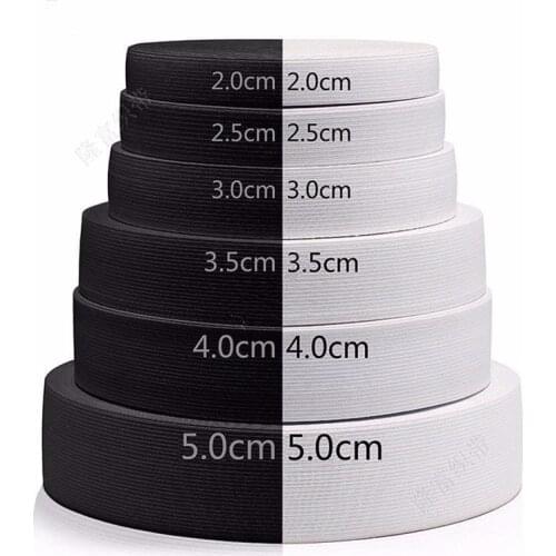 5Yard 3/6/8/10/12/15/25/30/35/40MM White Black Nylon Highest Elastic Bands Garment Trousers Sewing Accessories DIY