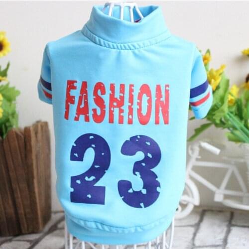 New Spring Summer Autumn Xs Dog Clothes For Small Dogs Girl Boy Teddy Blue Print T-shirt Puppy Outfit Pet Clothing
