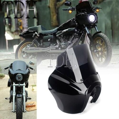 5-3/4" Round Headlight Fairing Chrome Trim Bezel Front Windshield Mount Bracket for Harley Dyna Softail Street Bob FXR FXBB