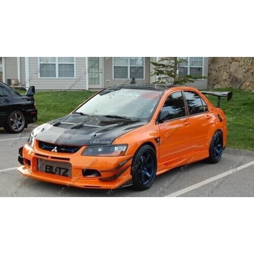 FRP Front Bumper with Carbon Fiber Canard Fit For 2004-2007 Evolution EVO 8-9 8 9 VTX Cyber Version Style Front Bumper Kit