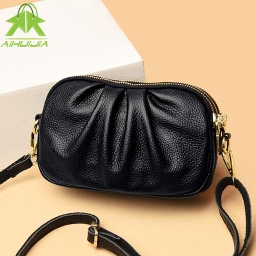 Genuine Leather Luxurious Womens Shoulder Bags Designer Frills Small Messenger Bag 2021 New Fashion High Quality Female Handbag