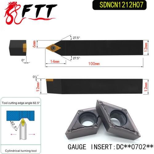 SDNCN1212H07 62.5 Degrees External Turning Tool Holder For DCMT070204 Used on CNC Lathe Machine