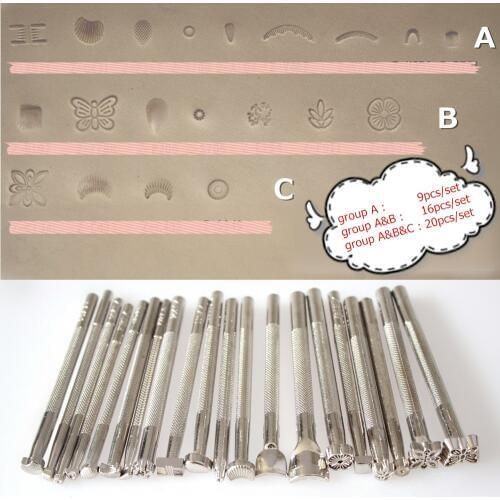 20pcs pack LEATHER CRAFT STAMPS leather vintage carvers patterns of basket weave mules foot DIY sewing tools & accessory