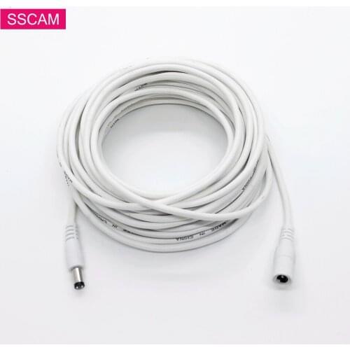 White 3M 5M 10M 15M 20M 30M 50M Power Extension Cable 5.5mm x 2.1mm DC Standard Cord for CCTV Security Camera Led Lights
