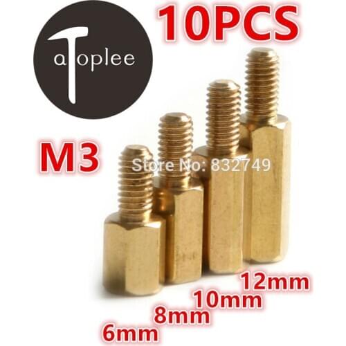 High Precision 10PCS M3 6/8/10/12mm Hex Tapped Brass Pillar Male-Female For Connecting Rod Pulling Rod OrTop Column