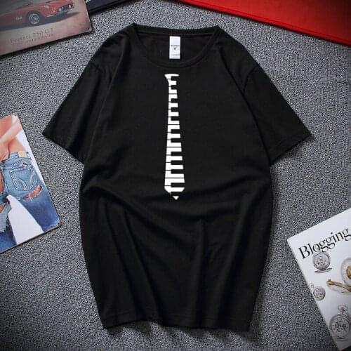 Funny Hip Piano Keys Tie Piano Keyboard Music Concert T Shirt Creature T-Shirt O Neck Cotton Simple Uniform European Size