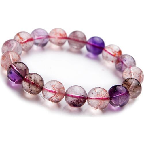 Genuine Colorful Natural Super Seven Melody Stone Crystal Round Bead Stretch Bracelets For Women Female 12mm AAAA