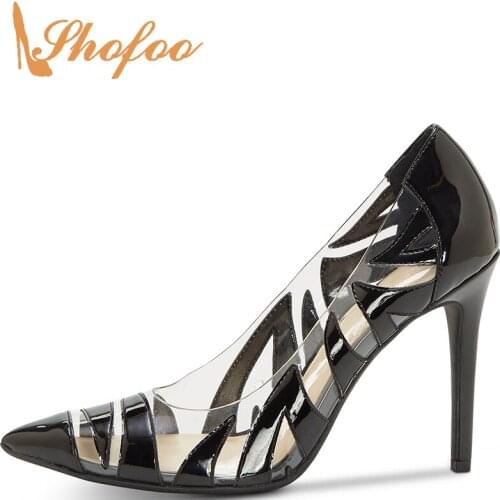 Patent Leather Women Stiletto Pumps Spring/Autumn Slip-on Pointed Toe Super High Thin Heels Office&Career Mature Big Size 33 36