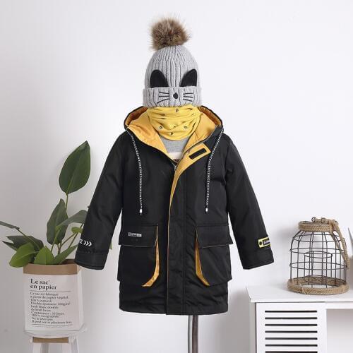 Winter Jacket for Boy Thick Children Coats Outerwear Warm Boys Jacket Parka Hooded Long Teenage Kid Clothes