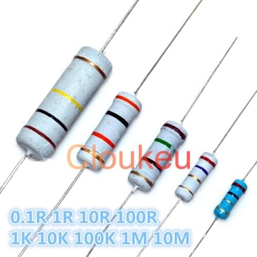 1/8W 1/4W 1/2W 1W 2W 3W 5W 1% 5% Color ring resistance 0.1R 1R 10R 100R 1K 10K 100K 1M 10M Ohm