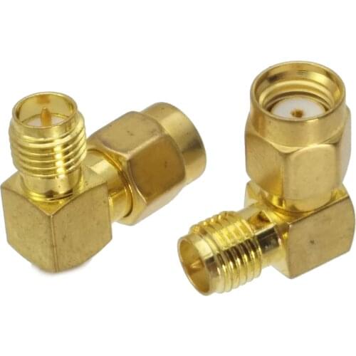 1pcs RP-SMA male jack to RP-SMA female Plug right angle in series RF Coaxial adapter connector