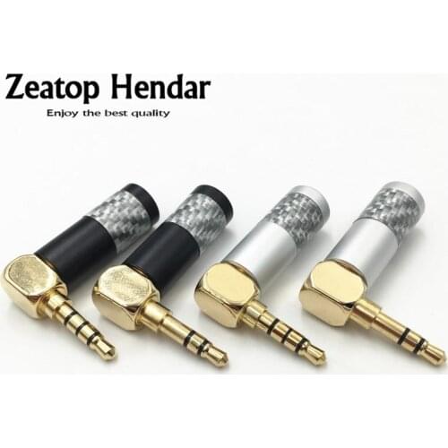 100Pcs Right Angle 3.5mm 3 / 4 Pole Male Stereo Jack 3.5 Audio Plug for DIY Repair Hifi Headphone Cable Carbon Fiber Connector