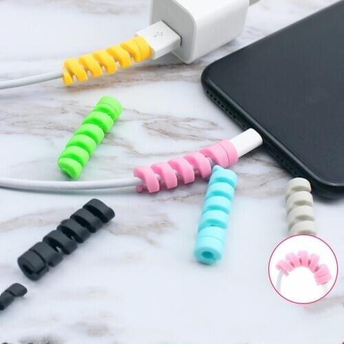 2 Spiral Cable Protector Saver Usb Charging Data Line Bite holder Cover for Phones Management Cable Winder Marker Organizer Cord