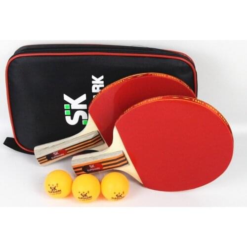 2 Packs Of Poplar Table Tennis Racket Straight And Horizontal Grip Red Black Color Double-sided Anti-adhesive Sports Equipment
