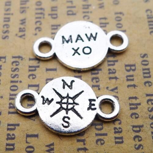 20 Pieces 10*17mm Antique Silver Color Compass Charms Bracelet Accessory For DIY Jewelry Making