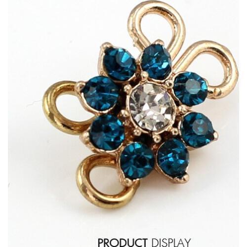 50set Metal Gold Tone Crystal Flower Decorated Hook Eyes Button Clip Sewing Accessories for Garment Cloth /NK200