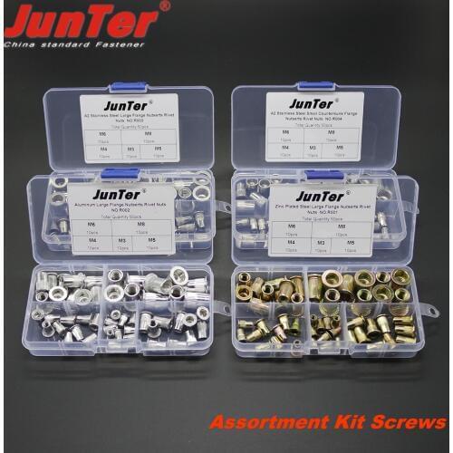 50pcs M3 M4 M5 M6 M8 Aluminum Zinc Plated Steel A2 Stainless Steel Rivet Nutsert Rivet Nuts Assortment Kit
