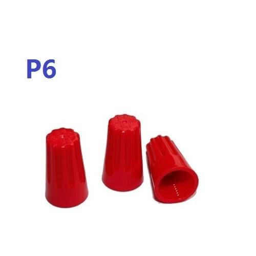 500pcsP6 RED Spike rotating wire closed terminal lugs press line cap screw ontype terminal cap Pressure Line Cap Wire Connectors