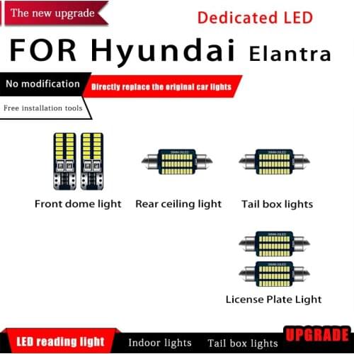 6PCS/set Car White Interior LED Light Bulbs Package 36mm 12V For Hyundai Elantra Map Dome License Lamp Light Styling Accessories