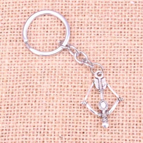 Car Key Ring Pendant Silver Color Metal Key Chains Accessory Wholesale,Vintage crossbow bow Keychain
