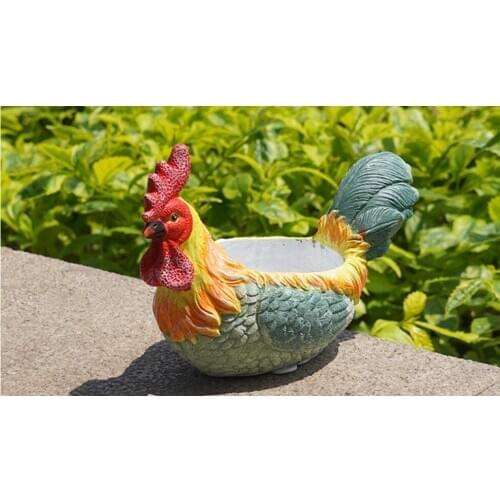 Girl cement flowerpot cartoon cute rooster creative personality novel has hole and flesh flo statues Vintage sculpture Home dies