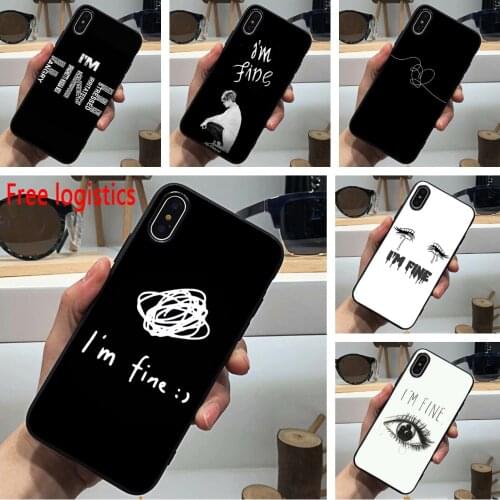 I'm Fine Phone Case New Black Soft Tpu Cover For Iphone 12Pro Mini 11Pro Max Se2 6s 7 8 plus 5s X XS XR Xsmax For Samsung S20