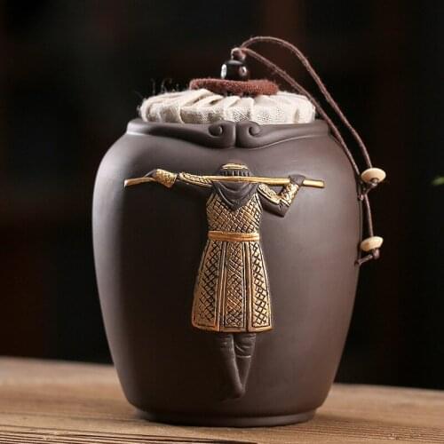 Purple Sand Tea Containers Ceramic Small Number Tea Pot Sealed Pot White Tea Pot Tea Package Box Home Tea Container Tea Caddy