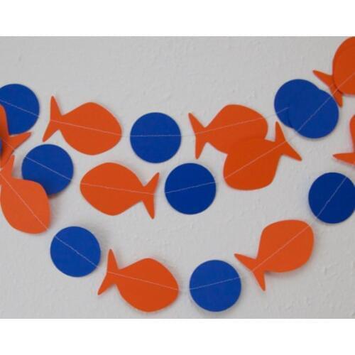 Fish Garland, Orange and Royal Blue, Goldfish Party, Baby Shower, (One Strand)