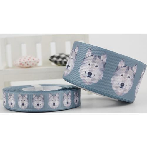 Wolf printed grosgrain ribbon Packing Tape Handmade Jewelry DIY Hair Bow & Sewing Accessories 16mm 22mm 25mm 38mm 57mm 75mm