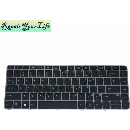 Laptop keyboard for HP EliteBook 1040 G3 US English TI 9Z.NCHBQ.001 NSK-CY0BQ 818252-001 black with silver frame backlight