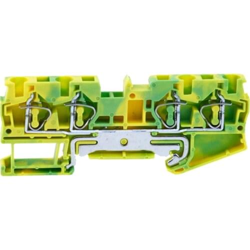 Din Rail Terminal Blocks ST-2.5QUATTRO-PE Connectors Return Pull Type Four Conductor Spring PE Ground Terminal Blocks 10 Pcs