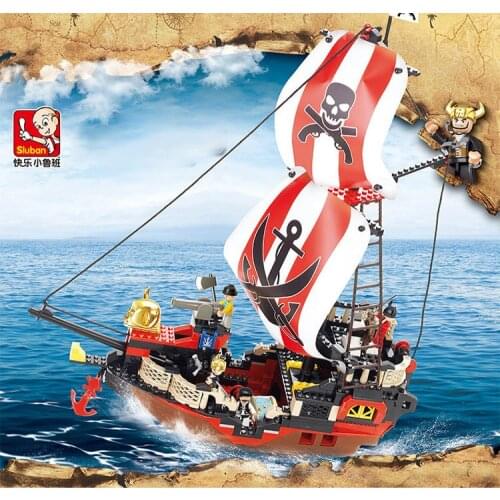 SLuban Pirate Ship Series Queens Revenge Ship Modle Building Block Minifigures Toys Kids Children Toys Boys Birthday Christmas