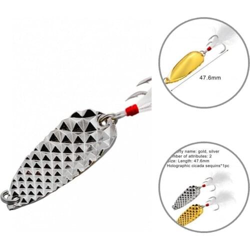 Lightweight 15g Delicate Metal Spoon Hard Treble Hook Lure Sequins 2 Colors Fishing Bait Solid for Sea