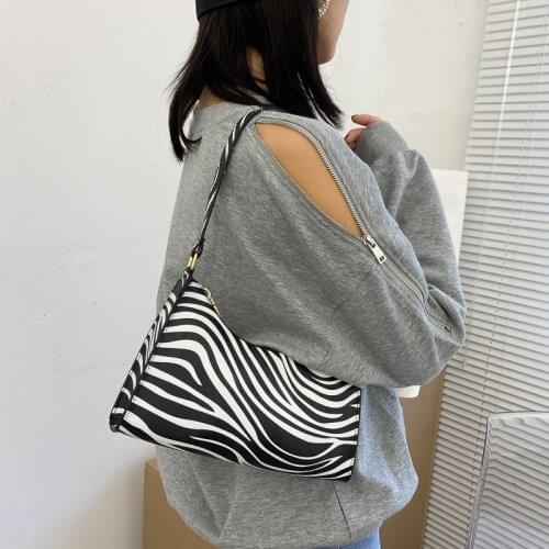 Fashion Zebra Print Women Luxury Handbag PU Leather Simple Underarm Shoulder Bags Female Daily Design Baguette Totes Purse Pouch