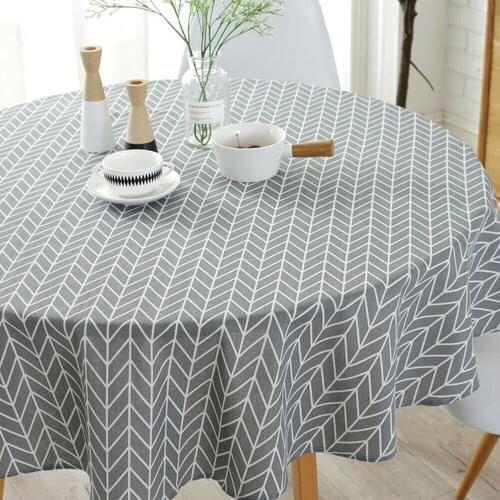 Washable Nordic Dining Tablecloth Round Cotton Linen Hotel Banquet Table Cloth for Party Christmas Table Cover Home Decoration