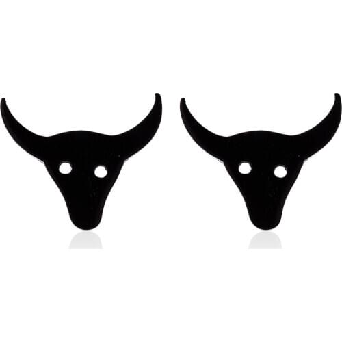 Male Earrings Punk Black Color Bull Skull Stainless Steel Earring for Men Women Korean Animal Jewelry Aretes De Mujer